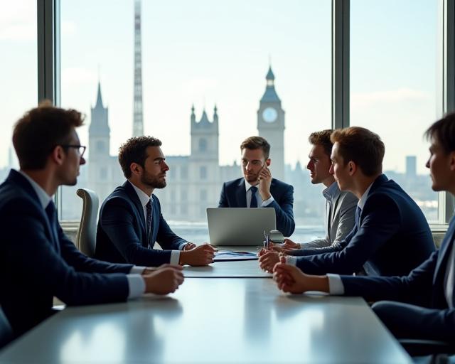 Executive team collaborating on a high-level strategic roadmap